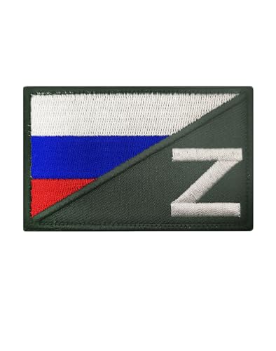 JIEHERAY (1 Stück) Aufnäher mit russischer Flagge, bestickt, russische Flagge, Abzeichen, Armband, Hut, taktische Tasche, Jacke, Kleidung, Patch, Team-Militär-Patch, 8 x 5 cm (Grün + Z) von JIEHERAY