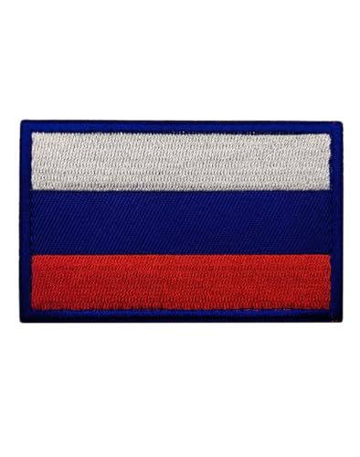 JIEHERAY (1 Stück) Aufnäher mit russischer Flagge, bestickt, russische Flagge, Abzeichen, Armband, Hut, taktische Tasche, Jacke, Kleidung, Patch, Team-Militär-Patch, 8 x 5 cm (blau) von JIEHERAY