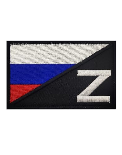 JIEHERAY (1 Stück) Aufnäher mit russischer Flagge, bestickt, russische Flagge, Abzeichen, Armband, Hut, taktische Tasche, Jacke, Kleidung, Patch, Team-Militär-Patch, 8 x 5 cm (schwarz+z) von JIEHERAY