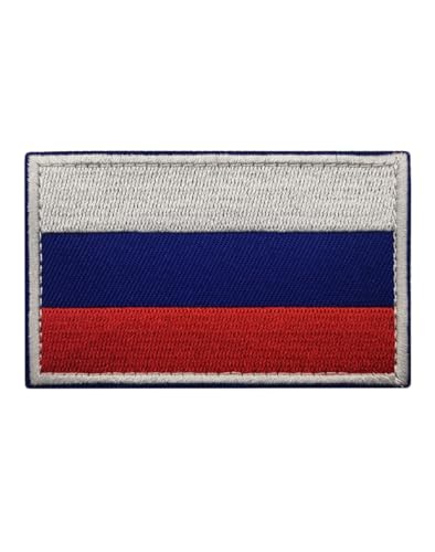 JIEHERAY (1 Stück) Aufnäher mit russischer Flagge, bestickt, russische Flagge, Abzeichen, Armband, Hut, taktische Tasche, Jacke, Kleidung, Patch, Team-Militär-Patch, 8 x 5 cm (weiß) von JIEHERAY