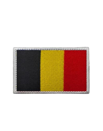 JIEHERAY (1 Stück) Belgische Flagge Patch, Belgische Taktische Flagge Stickerei Patch Abzeichen Armband Stoff Patch Hut Taktische Tasche Jacke Kleidung Patch Militär Patch 8 x 5 cm (Weiß) von JIEHERAY