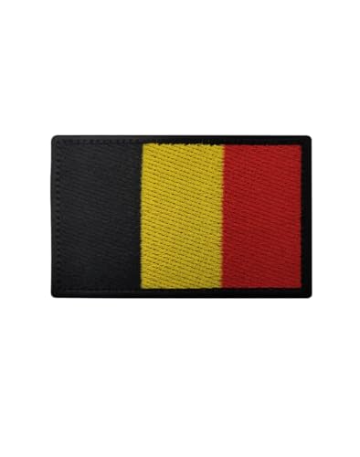 JIEHERAY (1 Stück) Belgische Flagge Patch Belgische Taktische Flagge Stickerei Patch Abzeichen Armband Stoff Patch Hut Taktische Tasche Jacke Kleidung Patch Militär Patch 8 x 5 cm (Schwarz) von JIEHERAY