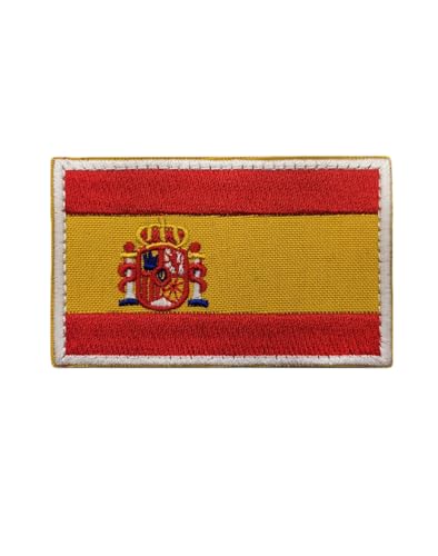 JIEHERAY (1 Stück) Bestickter Aufnäher Spanische Flagge 8 x 5 cm Spanische Taktische Flagge Emblem Armband Stickerei Patch Hut Kleidung Patch (Spanien) von JIEHERAY