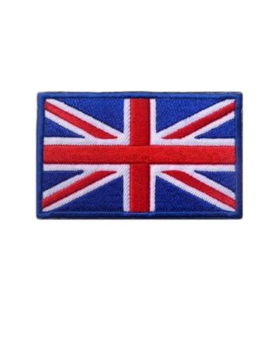 JIEHERAY Aufnäher, UK-Flagge, bestickt, Armband, Hut, taktische Tasche, Jacke, Kleidung, Team-Militär-Patch, 8 x 5 cm, Blau, 1 Stück von JIEHERAY