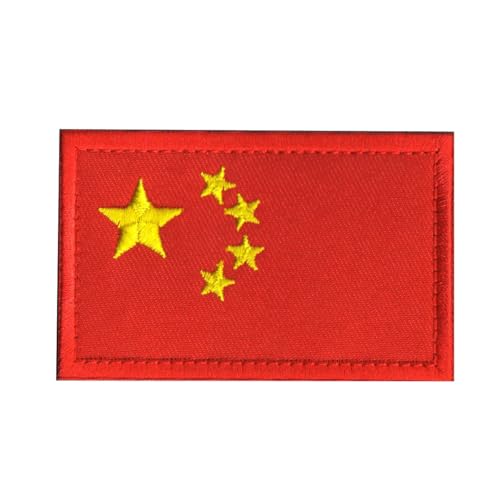 JIEHERAY Aufnäher mit chinesischer Nationalflagge, taktisches Abzeichen, Armband, Klettverschluss-Design, 5 x 8 cm, 1 Stück von JIEHERAY