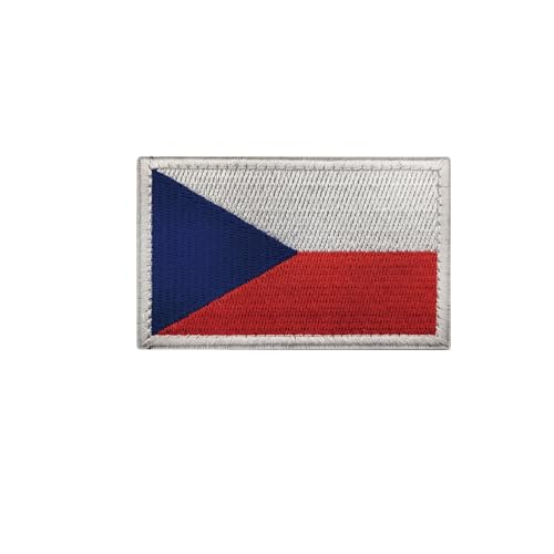 JIEHERAY Bestickter Aufnäher der Tschechischen Republik Flagge, taktisches Abzeichen, Armband, Klettverschluss, 8 x 5 cm, 1 Stück von JIEHERAY