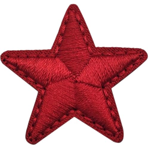 JIEHERAY Stern-Stickerei-Aufnäher, Stickstoff, Klettverschluss-Design, 3 x 3 cm, 1 Stück, Rot von JIEHERAY