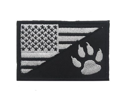 JIEHERAY Taktischer Aufnäher mit amerikanischer Flagge, mit Pfotenabdruck, Militärmoral, bestickt, 8,9 x 3,9 cm, 1 Stück (v18-11) von JIEHERAY