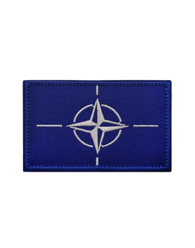 NATO - Bestickte Aufnäher, rechteckige Militärabzeichen, taktischer Klettverschluss und Rucksäcke, Hutjacke, Hose, Klettverschluss (Größe 8 x 5 cm, 1 Stück) von JIEHERAY