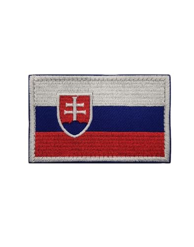 Slowakei – Flagge – bestickte Aufnäher, rechteckiges Militärabzeichen, taktischer Klettverschluss und Rucksack, Hut, Jacke, Hose, Haken und Schlaufe (Größe 8 x 5 cm, 1 Stück) von JIEHERAY