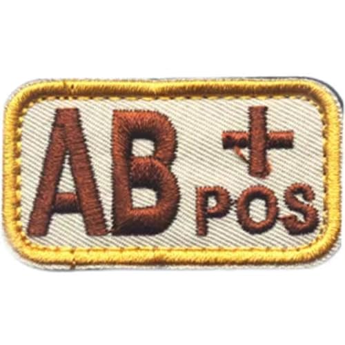 Stickerei-Aufnäher, POS Tactical Blood Type Seal (weißer Hintergrund mit schwarzem Rand, 5 x 2,5 cm, 1 Stickaufnäher) (AB+Typ gelber Rand) von JIEHERAY