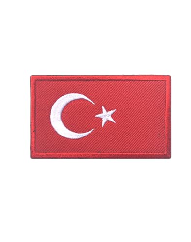 Türkiye – bestickter Aufnäher mit Nationalflagge, rechteckiges Militäruniform-Abzeichen, taktischer Klettverschluss und Rucksack, Hut, Jacke, Hose, Haken und Schlaufe (Größe 8 x 5 cm, 1 Stück SE von JIEHERAY