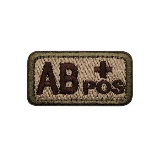 Vollstickerei-Aufnäher – NES, POS Tactical Blood Type Seal (Größe 5 x 2,5 cm, 1 Stickerei-Aufnäher pro Packung) (AB+-Typ) von JIEHERAY