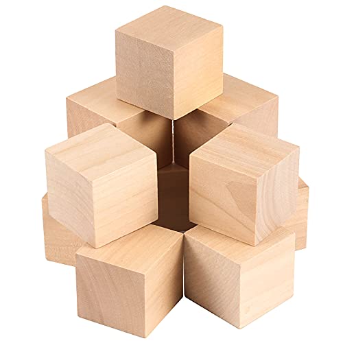 JIEHIN 20 Stück 5 cm Holzwürfel groß, Bastelwürfel Holz Blanko Holzblöcke zum Schnitzen, unbearbeitetes Holzblöcke zum Basteln Malen DIY Handwerk Dekoration von JIEHIN