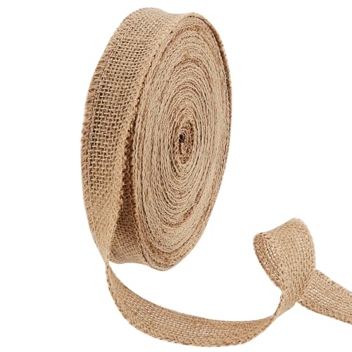 JIEHIN 50m Rollen Juteband Breits 2,5cm Jute Sackleinenband Bänder Vintage Leinenband Basteln für Diy Handwerk Weihnachten Deko Hochzeit Party Geschenkverpackung von JIEHIN