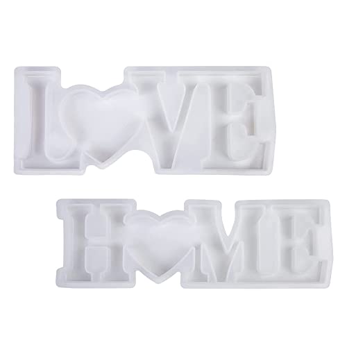 CHENNAN 2pcs Silikonform Gießformen Love Home Epoxidharz Formen 3D Harz Gießen Formen Set Epoxidharz Silikonform Buchstabe Kreative DIY-Dekoration Schablonen für Wohnkultur und Tischdekoration von JIEYAN