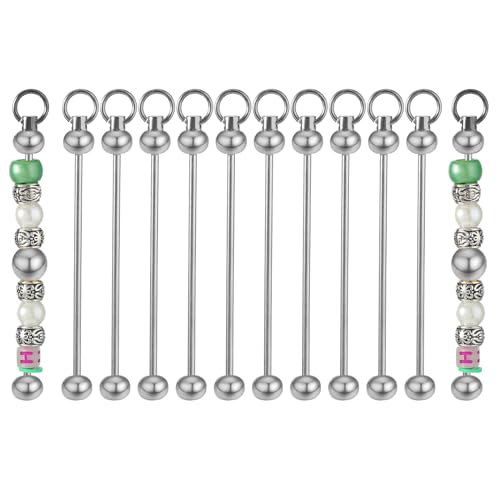 JIEYAO 10 Stück Perlen-Schlüsselanhänger Stangen, Metall Rohlinge Schlüsselanhänger Streifen Blanko Schlüsselanhänger-Ringe zum Basteln für Schmuckherstellung Keychain DIY Weihnachts von JIEYAO