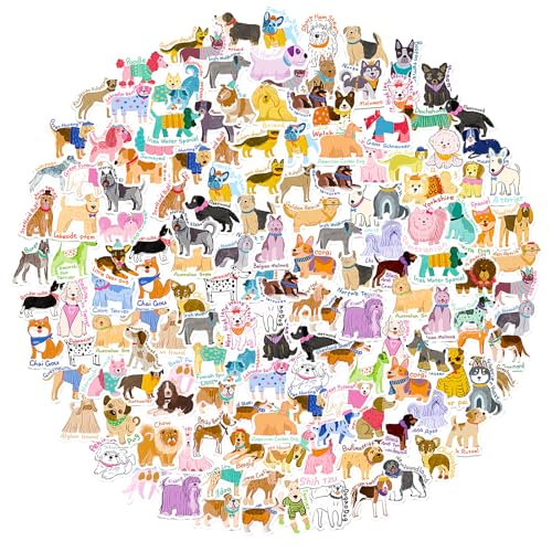 JIEYAO 100 Stück Kawaii Hunde Aufkleber Set,Niedliche Hunde Sticker Wasserfest Vinyl Cartoon Tiere Aesthetic Stickers Wasserflaschen Aufkleber für Hundeliebhaber Kinder Scrapbook Tagebuch Gepäck von JIEYAO