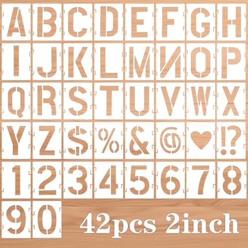 JIEYAO 42 Stück Buchstaben Schablone, Schablone Zahlen Buchstaben 6,5 cm Wiederverwendbar Alphabet Zahlenschablonen Schablonen Waschbar Kunststoff Malschablonen für Kinder DIY Handwerk Malerei Basteln von JIEYAO