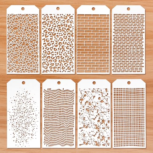 JIEYAO 8 Stück Malerei Schablone, Leopard Brick Dot Layering Schablonen Wiederverwendbar Malschablonen Malerei Vorlage DIY Malerei Vorlage für Wand Holz Boden Möbel Basteln Scrapbooking von JIEYAO