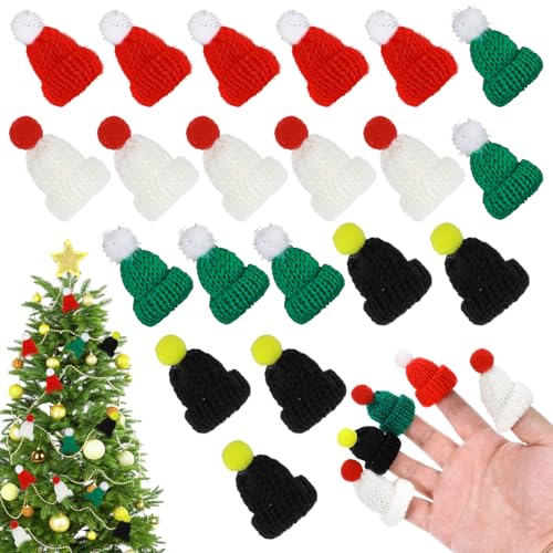 JIEYAO Mini Weihnachtsmütze,20 Stück Kleine Mützen Zum Basteln Strickmütze Mini Puppen Hut Weihnachtshut Weinflasche Topper Hut Santa Hüte DIY Kunsthandwerk Weihnachtsbaum Weihnachtsschmuck Puppenhaus von JIEYAO