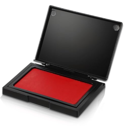 JIEYAO Stempelkissen Rot, Professionelles Fingerabdruck Stempelkissen Schnell Trocknend Imprint Stempelkissen Filz 4,1 X 2,95 Zoll Tragbares Stempel Daumenabdruck Tintenkissen Für Handstempel Büro von JIEYAO