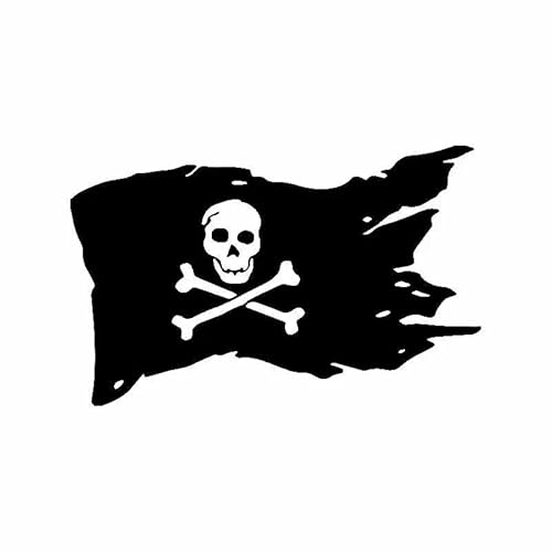 JIFENLI Autoaufkleber 14,2 cm * 9 CM Piratenflagge Vinyl Aufkleber Schädel Knochen Kreuz Schiff Auto Aufkleber Dekor Schwarz/Silber von JIFENLI