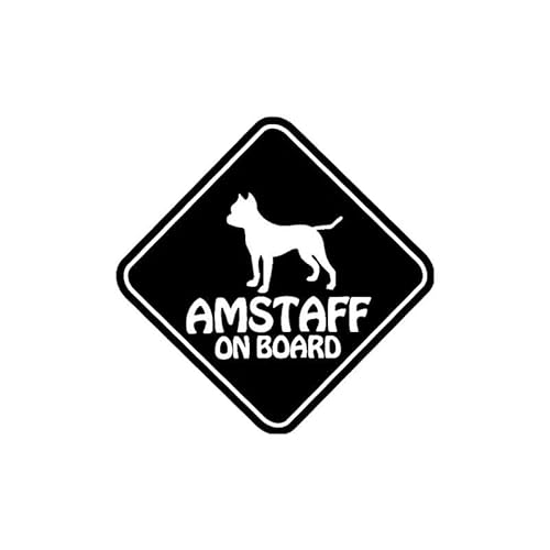 JIFENLI Autoaufkleber 15CM * 15CM VINYL AUFKLEBER AUTO AUFKLEBER AMSTAFF AN BORD HAUSTIER HUND Schwarz Silber von JIFENLI