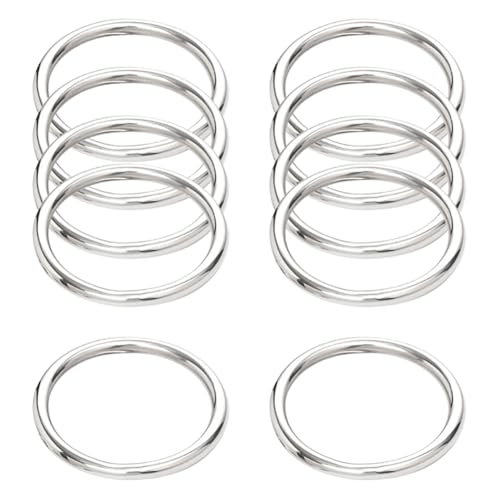 10 Stück Edelstahl O-Ringe Kreis Ring Schnallen Hundehalsband Ringe Tasche Ringe für Riemen Geldbörse Herstellung Ringe Camping Gürtelringe Schlüsselanhänger Ringe Gepäckgurt Hardware 50 mm von JIHUOO