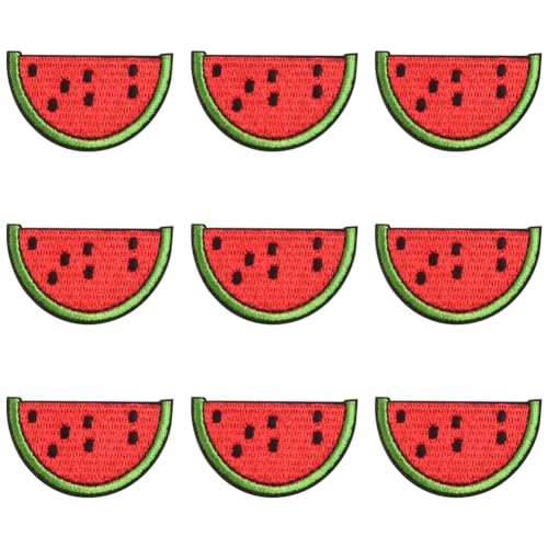 10 Stück Wassermelone bestickte Flicken Applikationen niedliche Früchte zum Aufbügeln oder Aufnähen dekorativer Flicken für Hemden, Mäntel, Hüte, Rucksäcke von JIHUOO