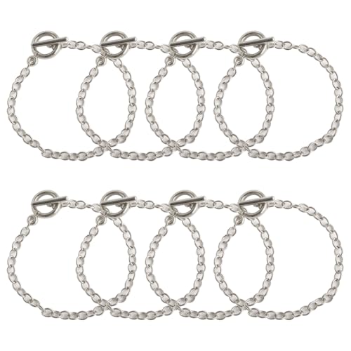 12 Stück Armbandketten zur Schmuckherstellung, ovale Gliederkette, Armbänder zum Basteln, Charm-Armbänder, Kette, einfache Schmuck-Armbandherstellung, mit OT-Knebelverschluss, Silber von JIHUOO