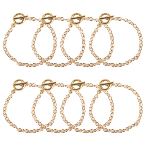 12 Stück Armbandketten zur Schmuckherstellung, ovale Gliederkette, Armbänder zum Basteln, Charm-Armbänder, Kette, einfache Schmuck-Armbandherstellung, mit OT-Knebelverschluss, goldfarben von JIHUOO