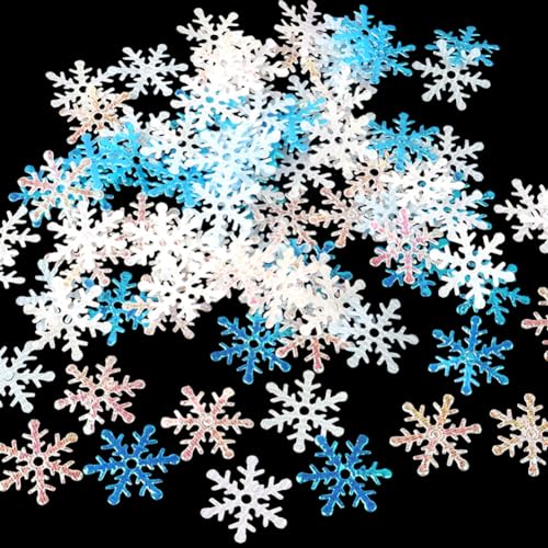 1200 Stück 3 cm Glitzer Schneeflocken Konfetti Dekorationen Weihnachten Schneeflocken Konfetti Urlaub Party Tischkonfetti Winter Wonderland Party Supplies von JIHUOO