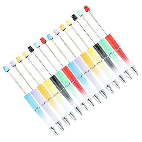 14 Stück Kunststoff-Kugelschreiber, verschiedene Perlenstifte, DIY-Stifte mit schwarzer Tinte, Tintenroller, Büro- und Schulbedarf von JIHUOO