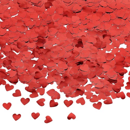 1600 Stück Valentinstag Herz Konfetti Streusel Metallic Folie Herz Konfetti Glitzer Rot Herz Tischstreuer Verlobung Party Streusel Hochzeitstag Tischdekoration von JIHUOO