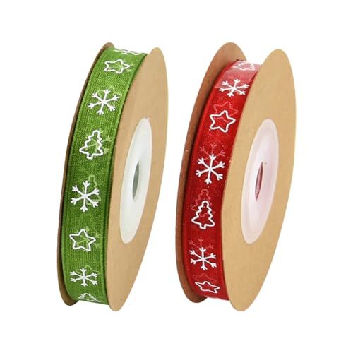 2 Rollen 1 cm Weihnachts-Tüllband, dünnes, durchsichtiges Band, Weihnachtsbaumband, Organza-Geschenkband, dekoratives Urlaubsband, Hochzeitsstrauß von JIHUOO