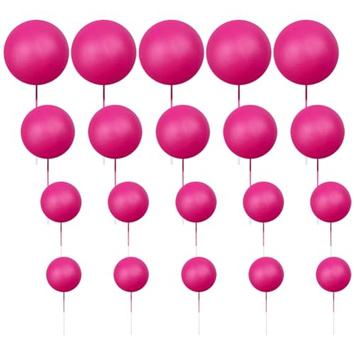 20 Stück Ball-Kucheneinsatz, Ballon-Cupcake-Picks, Kuchendekoration, Schaumstoffkugeln, Luftballons, Cupcake-Topper, Hochzeitstortenspieße, Geburtstagstortendekoration, Hot Pink von JIHUOO