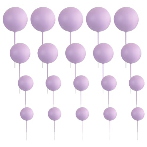 20 Stück Ball-Kucheneinsatz, Ballon-Cupcake-Picks, Kuchendekoration, Schaumstoffkugeln, Luftballons, Cupcake-Topper, Hochzeitstortenspieße, Geburtstagstortendekoration, Lila von JIHUOO