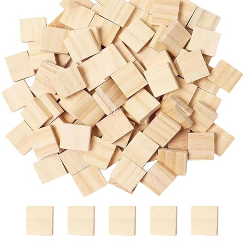 200 Stück 20 x 18 mm Holz Blanko Buchstaben Fliesen Holz Blank Scrabble Fliesen Quadratische Holzstücke Ausschnitte Unlackierte Holzquadrate Naturholz Bastelscheiben für Lasergravur Schnitzen von JIHUOO