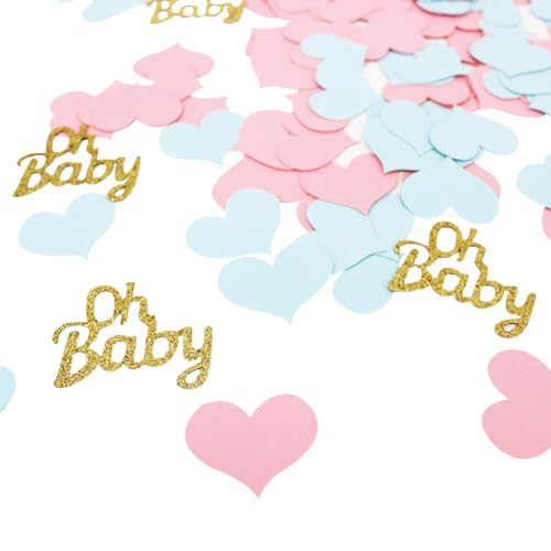 200 Stück Glitzer Baby Konfetti Geschlecht Offenbarung Tischkonfetti Rosa und Blau Konfetti Babyparty Konfetti Tisch Streupapier Party Dekor Konfetti Herz von JIHUOO