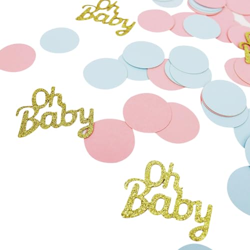 200 Stück Glitzer Baby Konfetti Geschlecht Offenbarung Tischkonfetti Rosa und Blau Konfetti Babyparty Konfetti Tisch Streupapier Party Dekor Konfetti Rund von JIHUOO