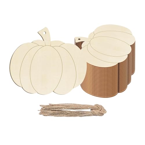 24 Stück unlackierte Kürbis-Holzausschnitte, Kürbisformen, Holzkürbis-Hänge-Ornamente, Holzbastel-Kürbisse, Herbst-Holzausschnitte, Erntedankfest, Geschenkanhänger aus Holz von JIHUOO