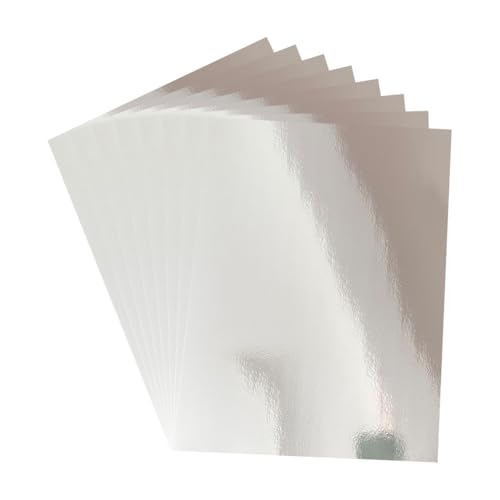 30 Blatt A4-Folie, Spiegelkarton, metallisches Papier, schimmerndes Kartonpapier, schimmerndes Bastelpapier, dekoratives Kartonpapier für Einladungen, Kartenherstellung, Silber von JIHUOO