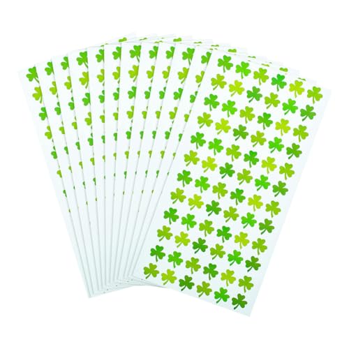 JIHUOO 30 Blatt grüne Kleeblatt-Aufkleber, klein, St. Patrick's Day, selbstklebende Kleeblatt-Aufkleber, Bastelaufkleber für Karten, Sammelalben, Klassenzimmer-Aufkleber für Kinder von JIHUOO