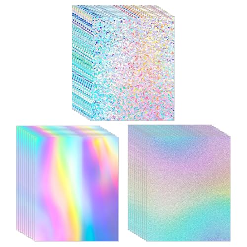 30 Blatt holografischer Karton, schillerndes Papier, metallisch, dicker Karton, Glitzer, Sammelalben, Kartonpapier, glänzendes Papier, Schimmernde Kartenherstellung, Papierkarton für Scrapbooking von JIHUOO