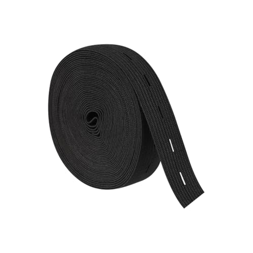 30 Meter 3/4 Zoll Knopfloch Elastisches Band Flach Nähband mit Knopflöchern Verstellbare Gummibänder Dehnbar Taillenband Elastik Strick Stretch Elastische Spule für DIY Bund Ausschnitte Schwarz von JIHUOO