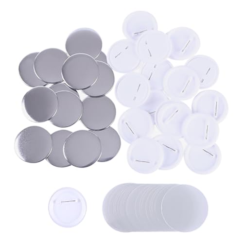 30 Sets, 58 mm große Metall-Rohlinge, runde Abzeichen, Rohlinge, Knopfabzeichenteile, inklusive Kunststoff-Knopfabschlüsse, Metallknopfabdeckungen und transparente Folien, Werkzeug zur Herstellung von von JIHUOO