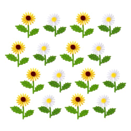 30 Stück Filz-Blumen-Aufkleber, Sonnenblumen-Aufkleber, selbstklebend, Gänseblümchen, Stoff, Blumenverzierungen, Frühling, Klassenzimmer, Wanddekorationen von JIHUOO