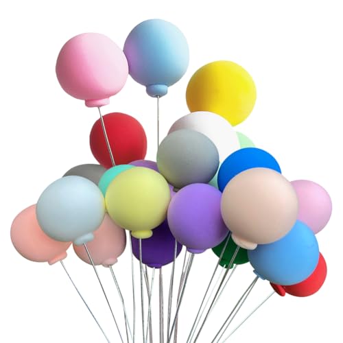 30 Stück Mini-Ballon-Kuchenaufsätze, bunte Ball-Cupcake-Picks, dekorative Kugel-Kuchenspieße, Hochzeits-Dessert-Aufsätze, Kucheneinsätze, Dekorationen von JIHUOO