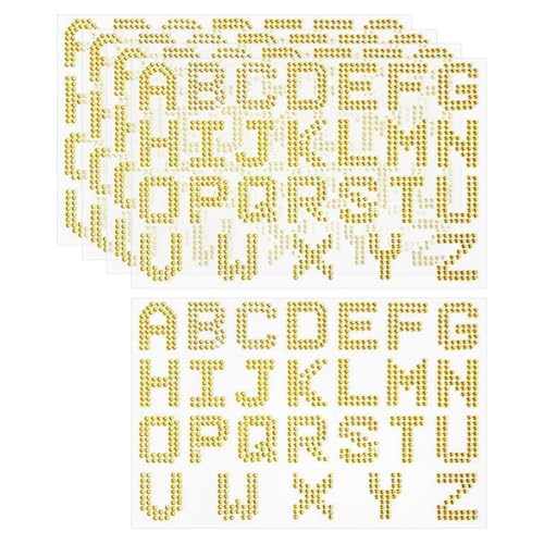 5 Bögen kleine Strass-Buchstaben-Aufkleber, Glitzer-Alphabet-Buchstaben-Aufkleber, selbstklebende Alphabet-Aufkleber, Abschlusskappen-Aufkleber, Buchstaben, glitzernde Kristall-Aufkleber, von JIHUOO